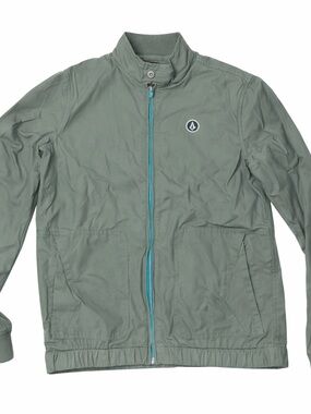 Volcom Boys Lightweight Zip Up Jacket Olive Green Size Large Youth Skate Casual